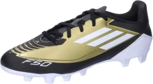 Adidas F50 Messi Club FxG Soccer Cleats, Gold Metallic/Footwear White/Core Black (IG9331), 27.5 cm