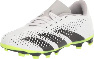adidas Predator Accuracy.4 Firm Ground Sneaker, White/Core Black/Lucid Lemon, 4 US Unisex Big Kid