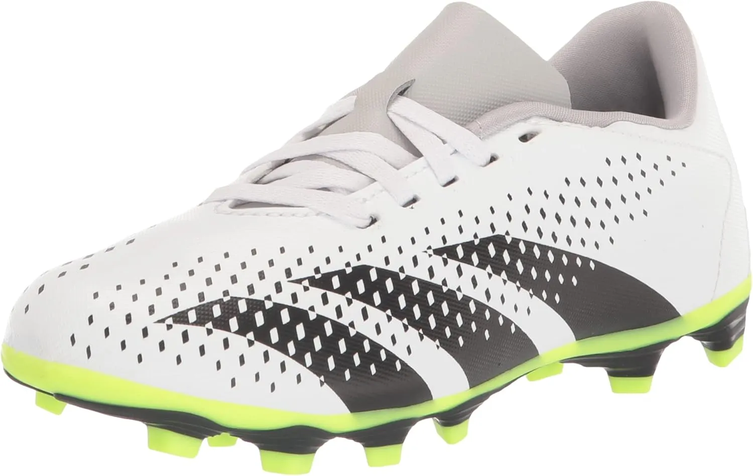 adidas Predator Accuracy.4 Firm Ground Sneaker, White/Core Black/Lucid Lemon, 4 US Unisex Big Kid