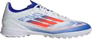 adidas Unisex F50 League Turf Soccer Cleats Sneaker, White/Solar Red/Lucid Blue, 9 US Men