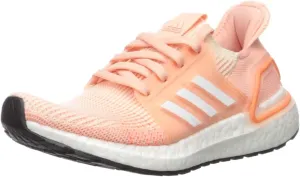 adidas Unisex-Kid's Ultraboost 19 Running Shoe, Linen/White/Glow Pink, 3.5 M US Big Kid