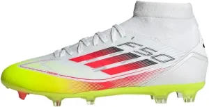 adidas Women's F50 League Mid Football Boots Fg/MG Women's Football Boots, Cloud White Lucid Red Solar Yellow, 8.5