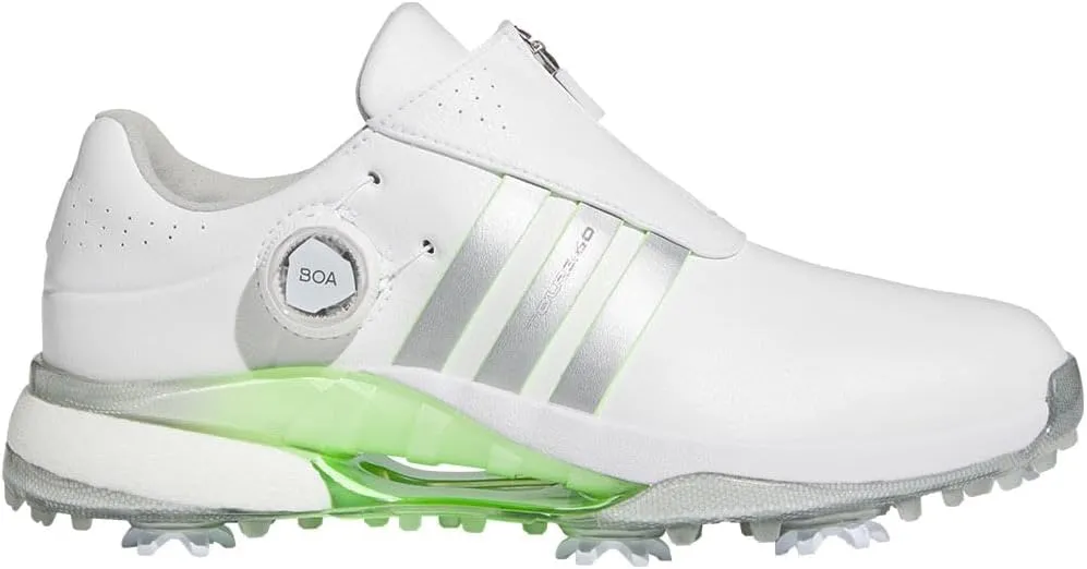 adidas Women's Tour360 BOA Boost Golf Shoes - White/Silver Met/Green Spark 7M