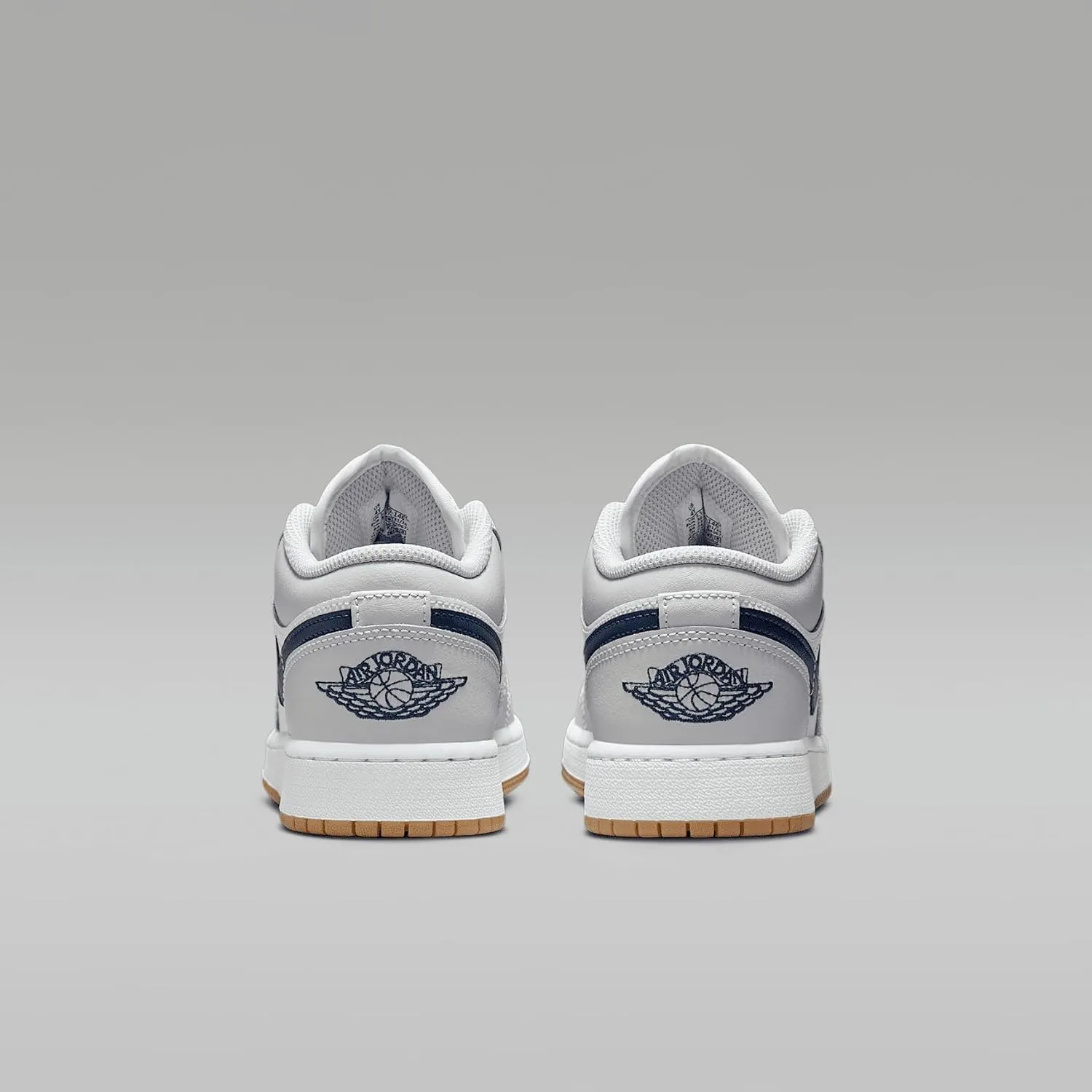 Air Jordan 1 Low Big Kids' Shoes (553560-146, White/Neutral Grey/Gum Medium Brown/Midnight Navy)