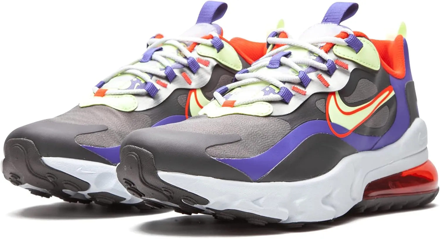 Air Max 270 React (GS) Boys Youth Size 6.0 to 7.0 Thunder Gray, Volt, Crimson Swoosh