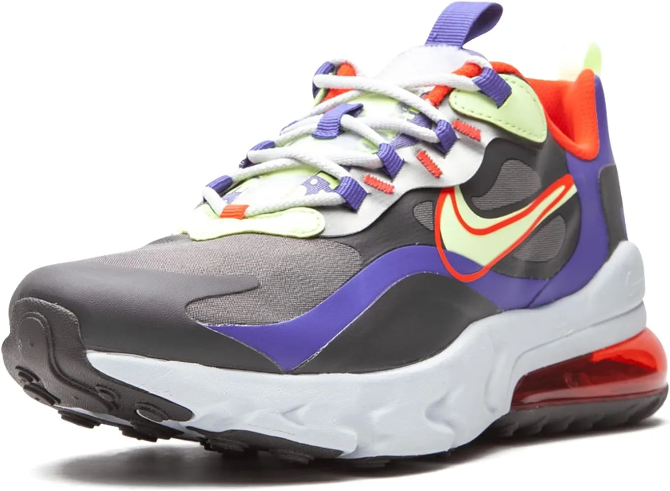 Air Max 270 React (GS) Boys Youth Size 6.0 to 7.0 Thunder Gray, Volt, Crimson Swoosh