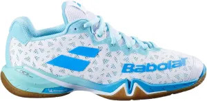 Babolat Women's Low-Top Sneakers, Shadow 4 W Badminton Shoes, Size 40.5, Colour: White/Turquoise, Tight Upper, bi-Density Sole, Long-Term Comfort, Breathability, Optimal Hold, 9