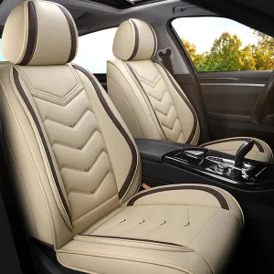 Car Seat Covers for Nissan Kicks 2018-2025, Premium Nappa Leather Car Seat Cover, Stylish Sport Seat Covers Automobile Seat Cover Sets.(Standard 2 Seats/Beige)