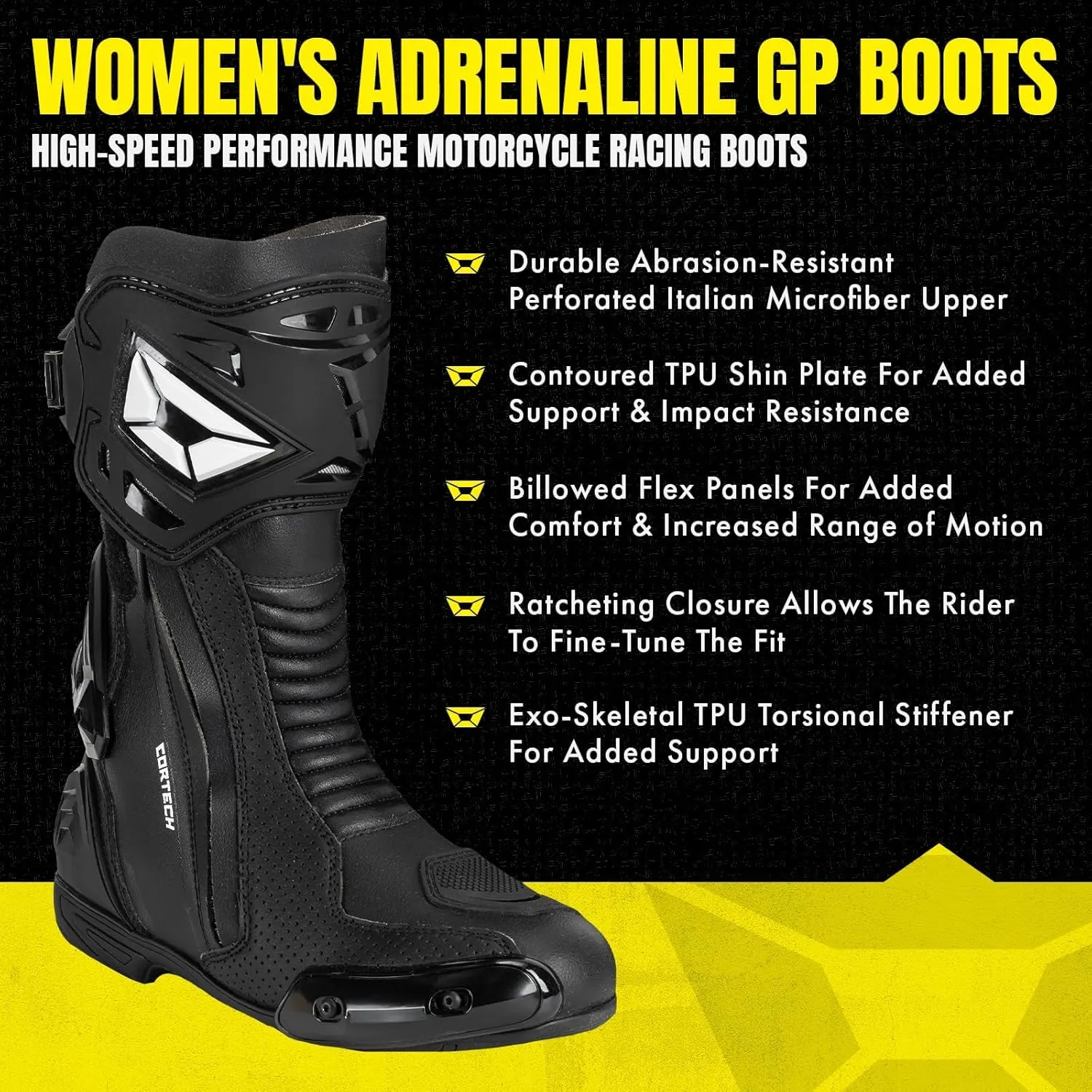 cortech Women's Adrenaline GP Motorcycle Boots