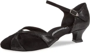 Diamant Women's Dance Shoes 008-035-335 - Black Microfiber - 2.8 cm Block Heel - Suede Sole - Made in Germany