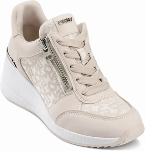 DKNY Women's Kalina Lace Up Wedge Sneaker with Side Zipper