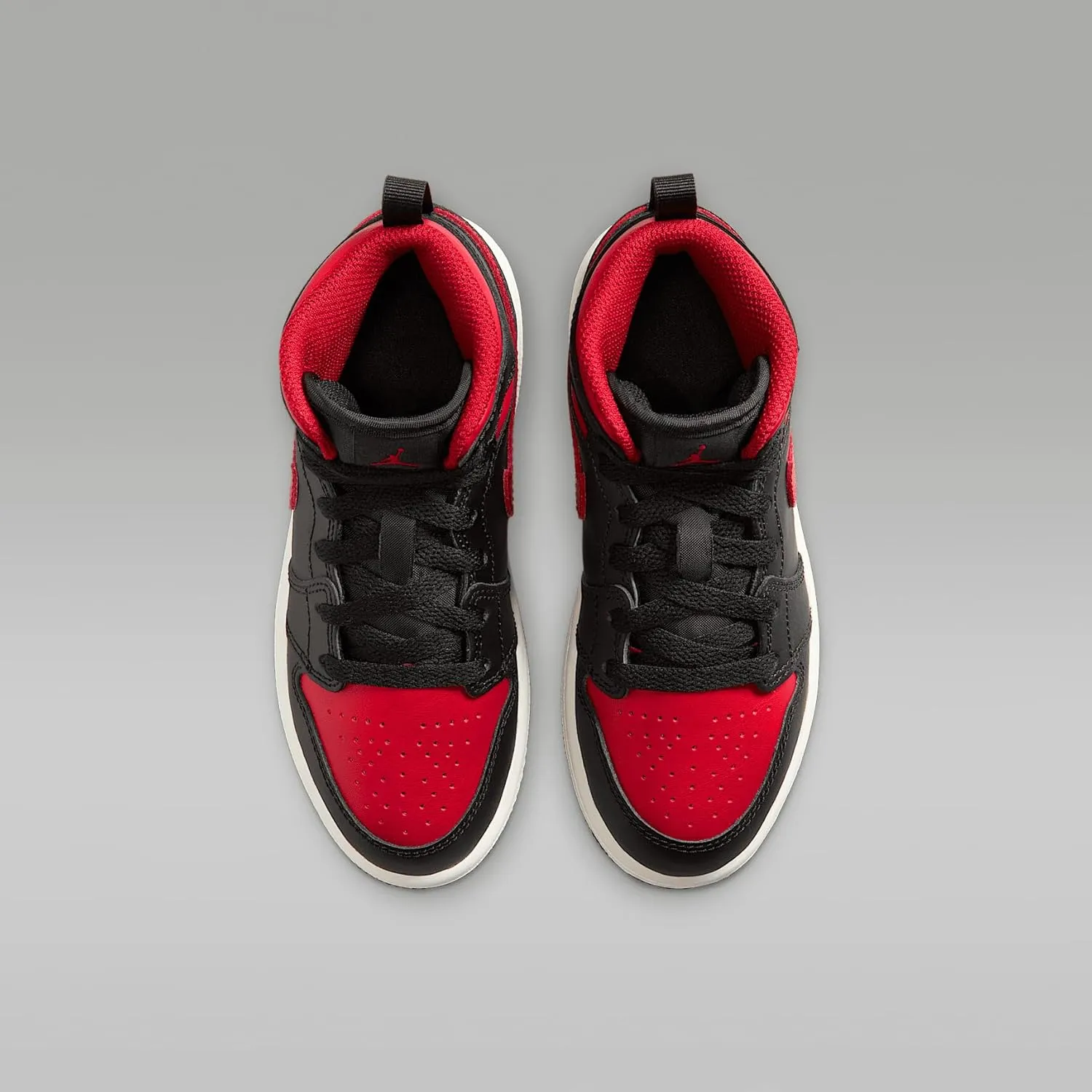 Jordan 1 Mid Little Kids' Shoes (DQ8424-067, Black/Summit White/Varsity Red)
