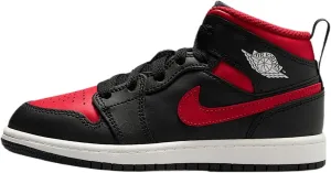 Jordan 1 Mid Little Kids' Shoes (DQ8424-067, Black/Summit White/Varsity Red)