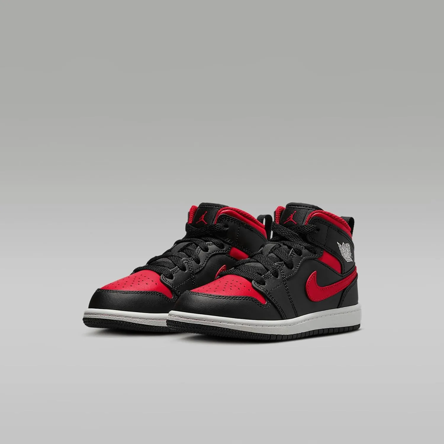 Jordan 1 Mid Little Kids' Shoes (DQ8424-067, Black/Summit White/Varsity Red)