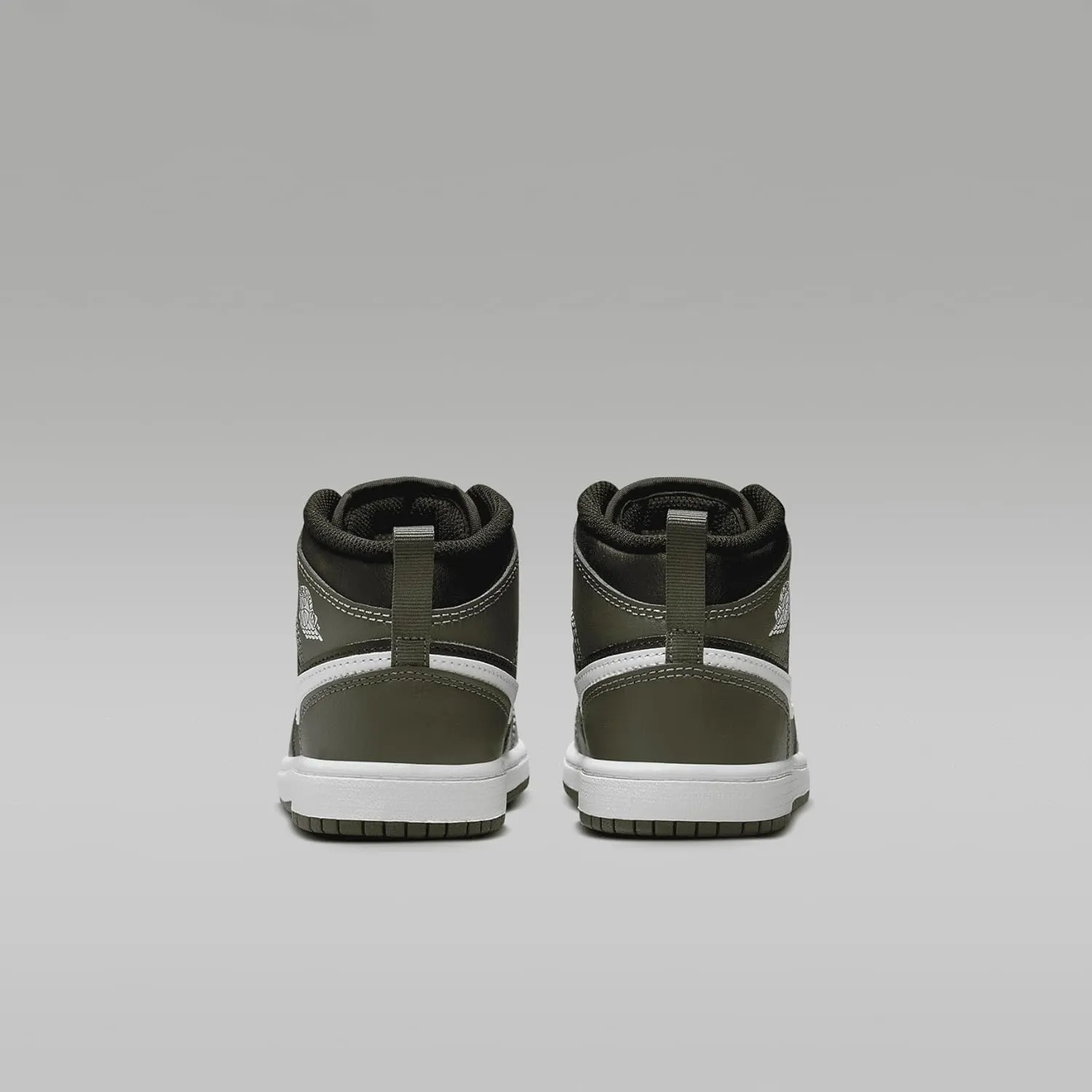 Jordan 1 Mid Little Kids' Shoes (DQ8424-092, Black/Medium Olive/White)