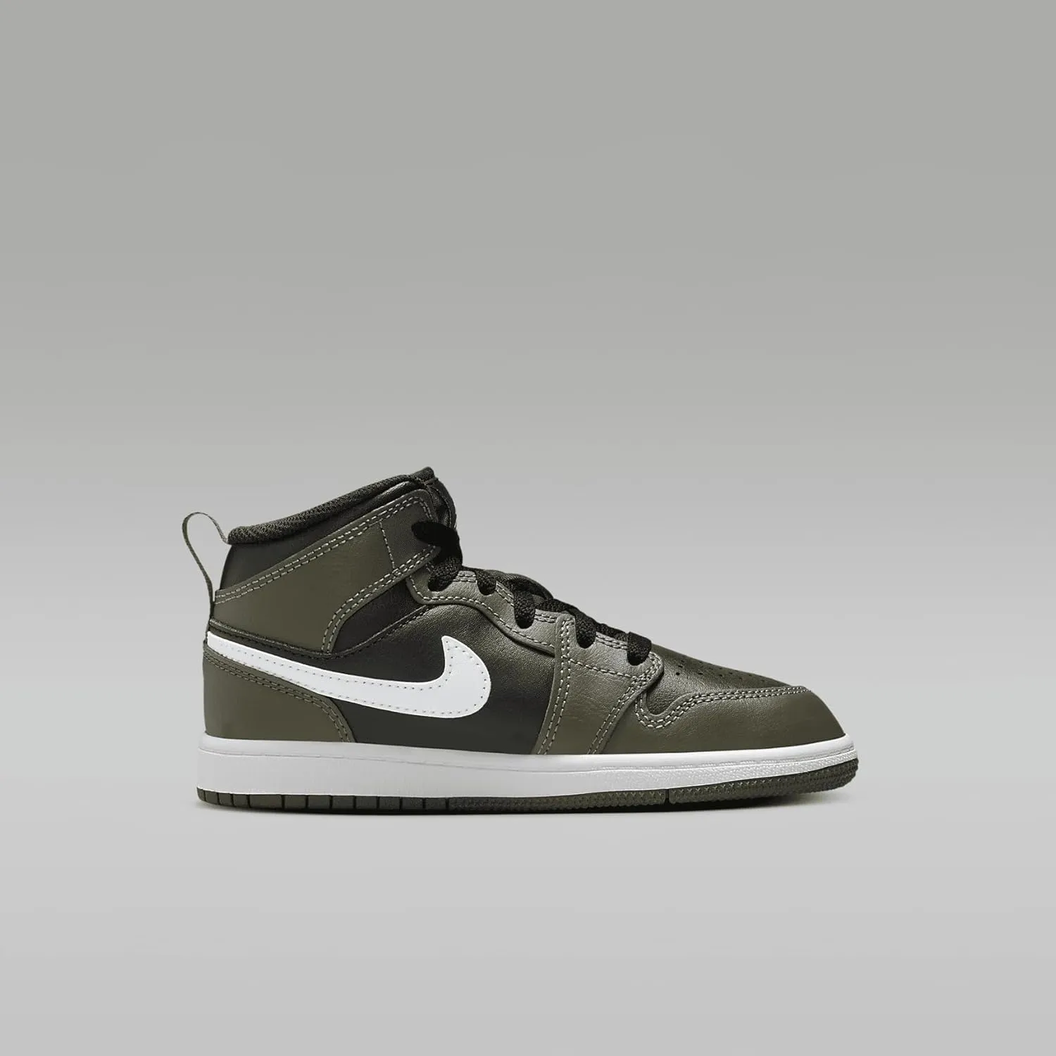 Jordan 1 Mid Little Kids' Shoes (DQ8424-092, Black/Medium Olive/White)