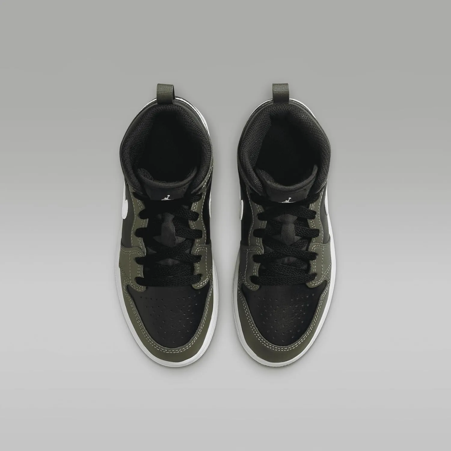 Jordan 1 Mid Little Kids' Shoes (DQ8424-092, Black/Medium Olive/White)