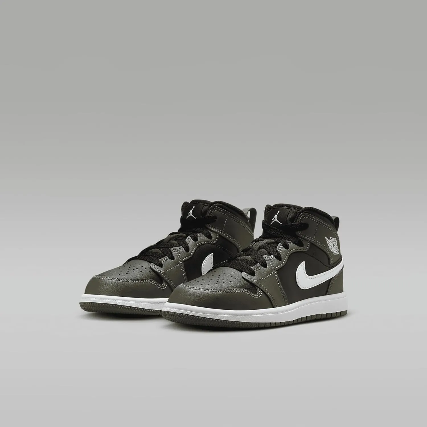 Jordan 1 Mid Little Kids' Shoes (DQ8424-092, Black/Medium Olive/White)
