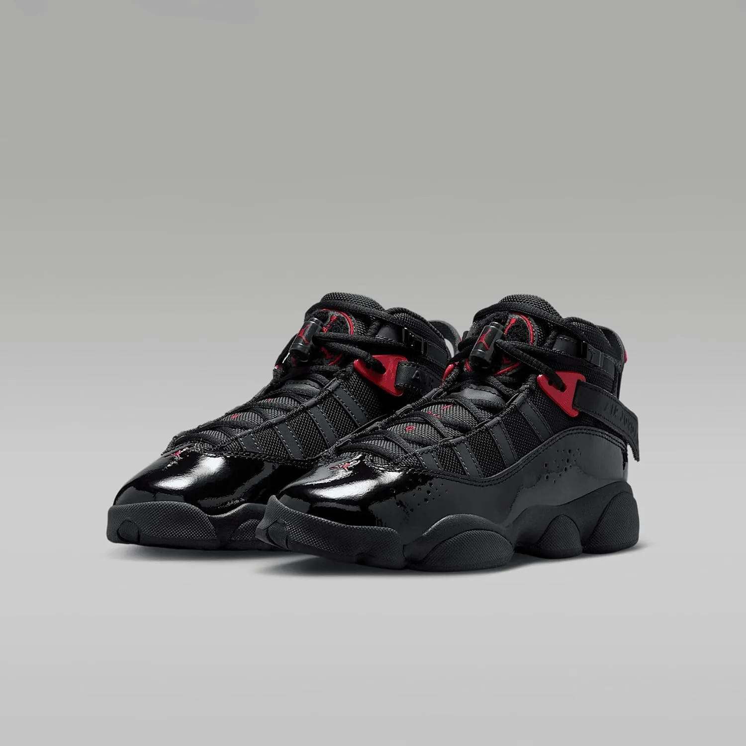 Jordan 6 Rings Big Kids' Shoes (323419-026, Black/Anthracite/Fire Red)