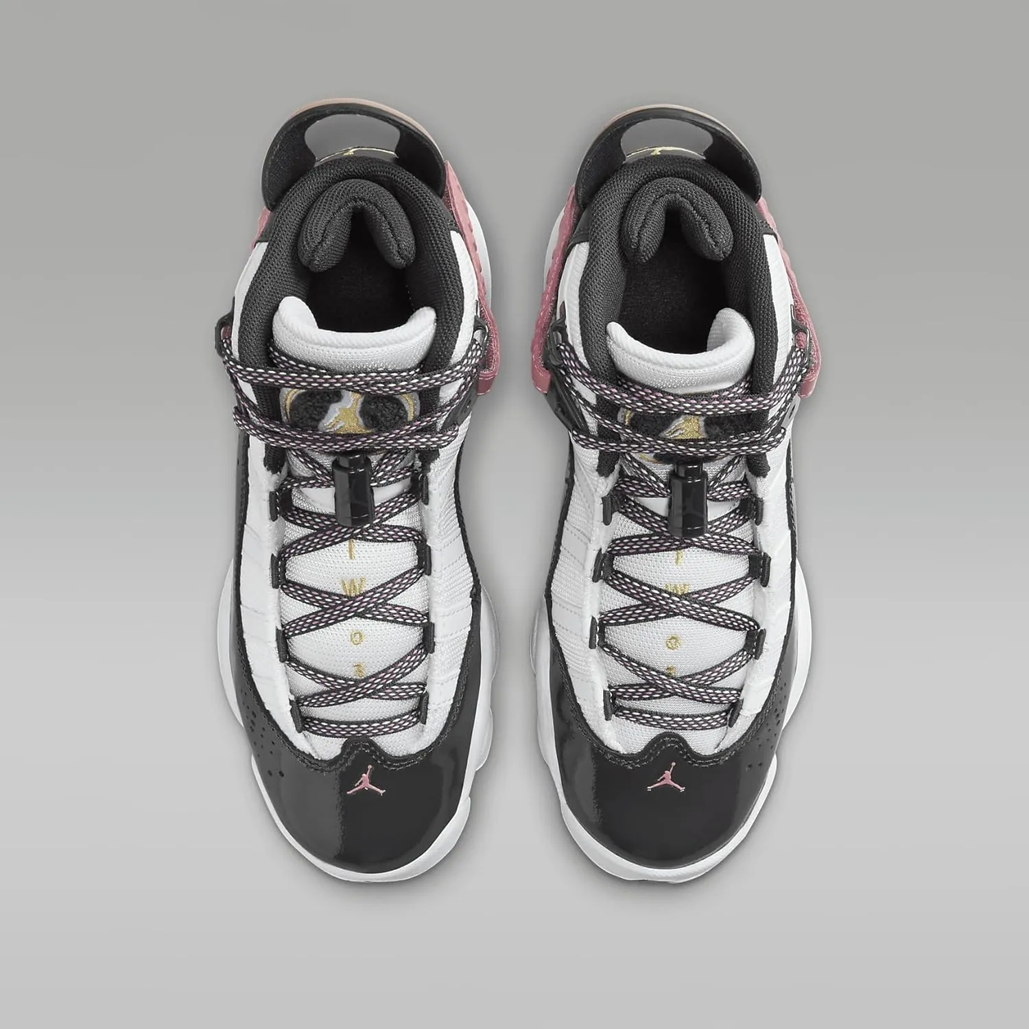 Jordan 6 Rings Big Kids' Shoes (DV3178-101, White/Red Stardust/Vapor Green/Anthracite)