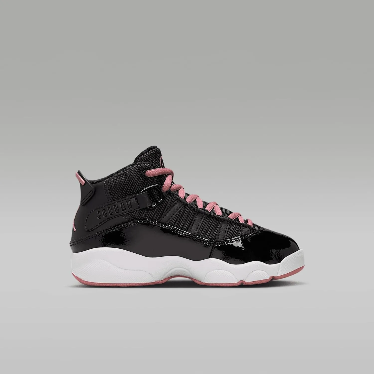 Jordan 6 Rings Little Kids' Shoes (323432-068, Black/White/Anthracite/Rust Pink)