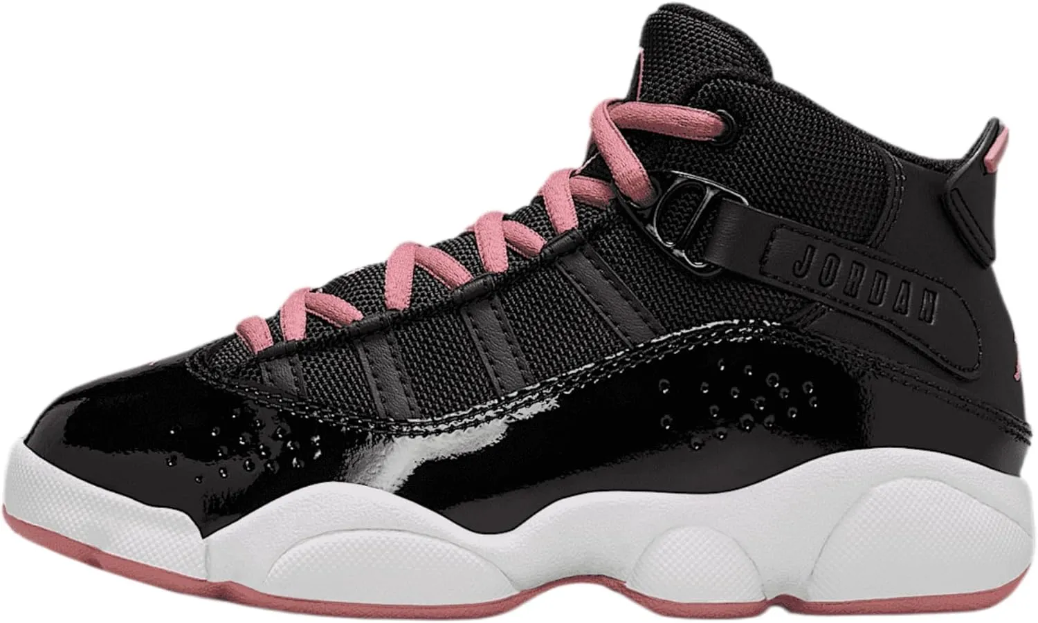 Jordan 6 Rings Little Kids' Shoes (323432-068, Black/White/Anthracite/Rust Pink)