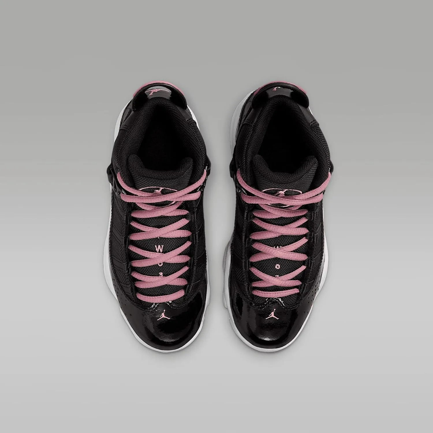 Jordan 6 Rings Little Kids' Shoes (323432-068, Black/White/Anthracite/Rust Pink)