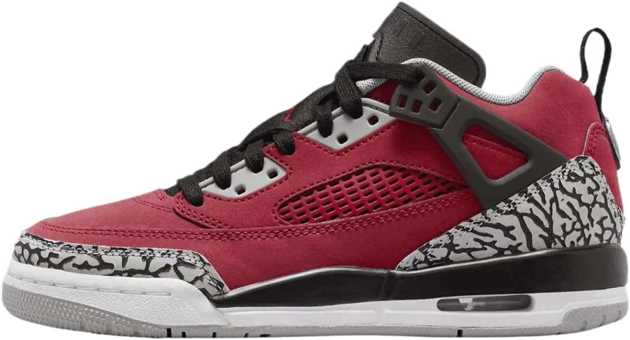 Jordan Spizike Low Big Kids' Shoes (FQ3950-600, Gym Red/Wolf Grey/Cool Grey/Black) Size 4