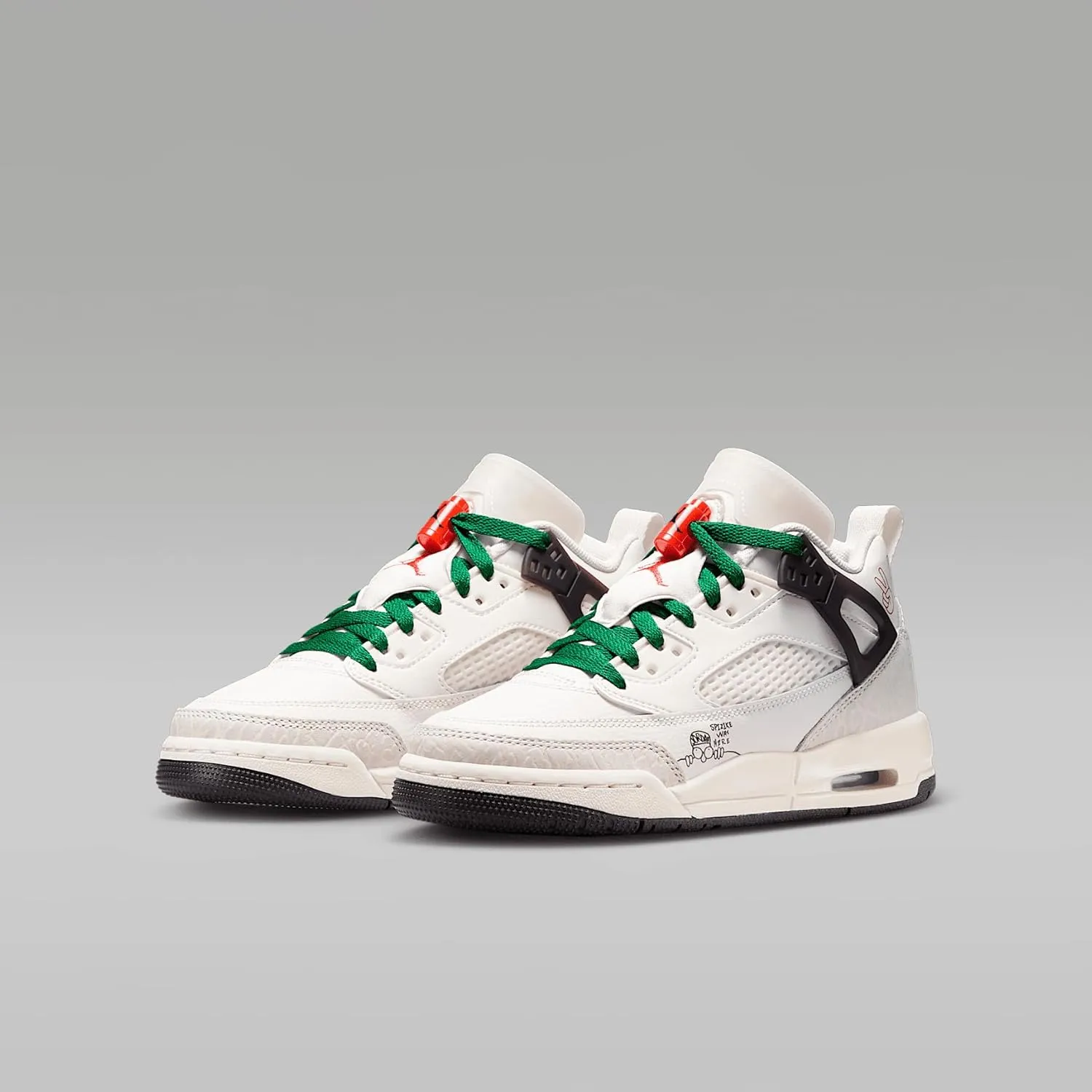 Jordan Spizike Low Big Kids' Shoes (HQ1670-183, Sail/Black/Pine Green/Orange)
