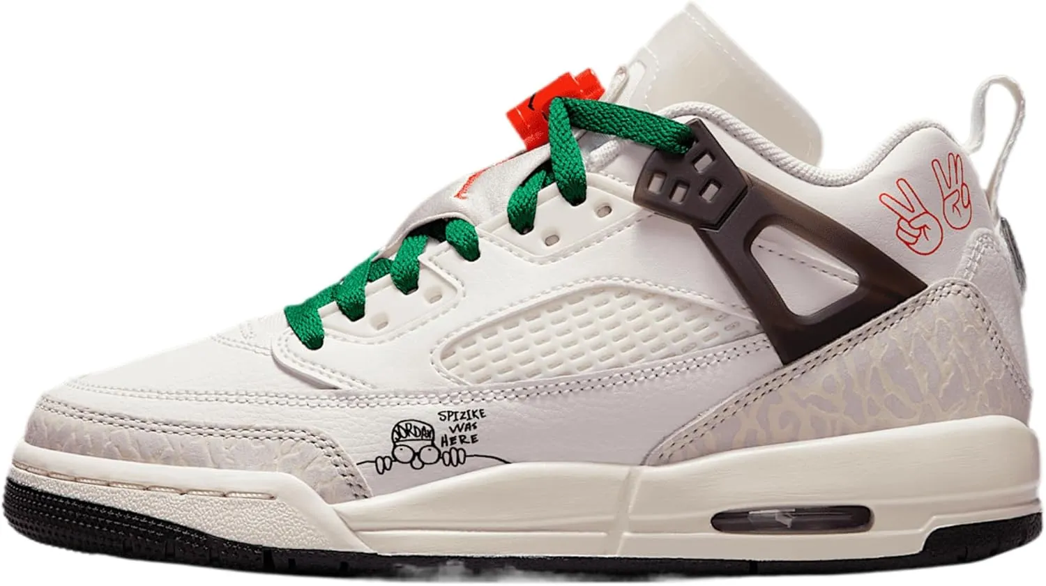 Jordan Spizike Low Big Kids' Shoes (HQ1670-183, Sail/Black/Pine Green/Orange)