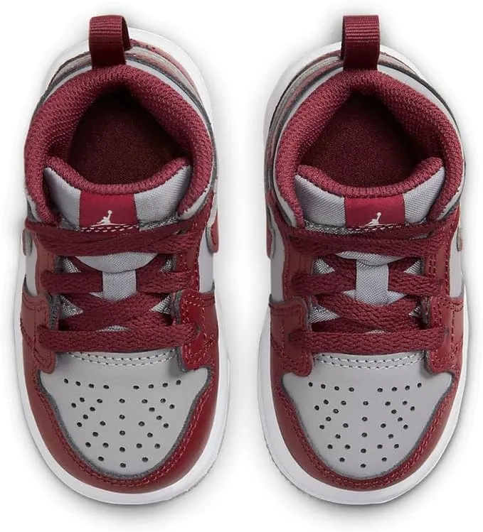 Jordan Toddler Air Jordan 1 Mid Retro Basketball Shoes Cherrywood Red Cement Grey White Sneakers