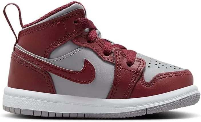 Jordan Toddler Air Jordan 1 Mid Retro Basketball Shoes Cherrywood Red Cement Grey White Sneakers