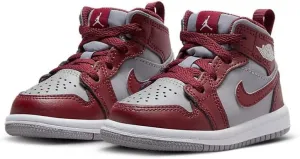 Jordan Toddler Air Jordan 1 Mid Retro Basketball Shoes Cherrywood Red Cement Grey White Sneakers