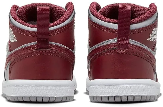 Jordan Toddler Air Jordan 1 Mid Retro Basketball Shoes Cherrywood Red Cement Grey White Sneakers