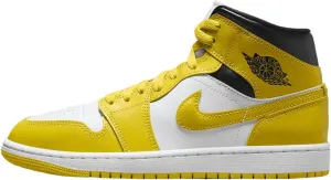 Jordan Women's 1 Mid White/Vivid Sulfur-Black (BQ6472 170) - 10.5