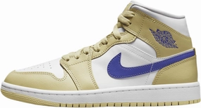 Jordan Air 1 Mid Women's Shoes (BQ6472-701, Lemon Wash/White/Lapis) Size 10.5