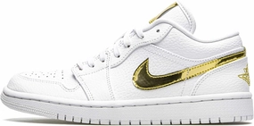 Jordan WMNS Air 1 Low Se White Metallic Gold Womens Cz4776 100 - Size