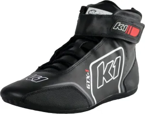 K1 GTX-1 Adult Soft Leather and Nomex Auto Racing Shoes - SFI 3.3/5 - Black, Grey Size 12