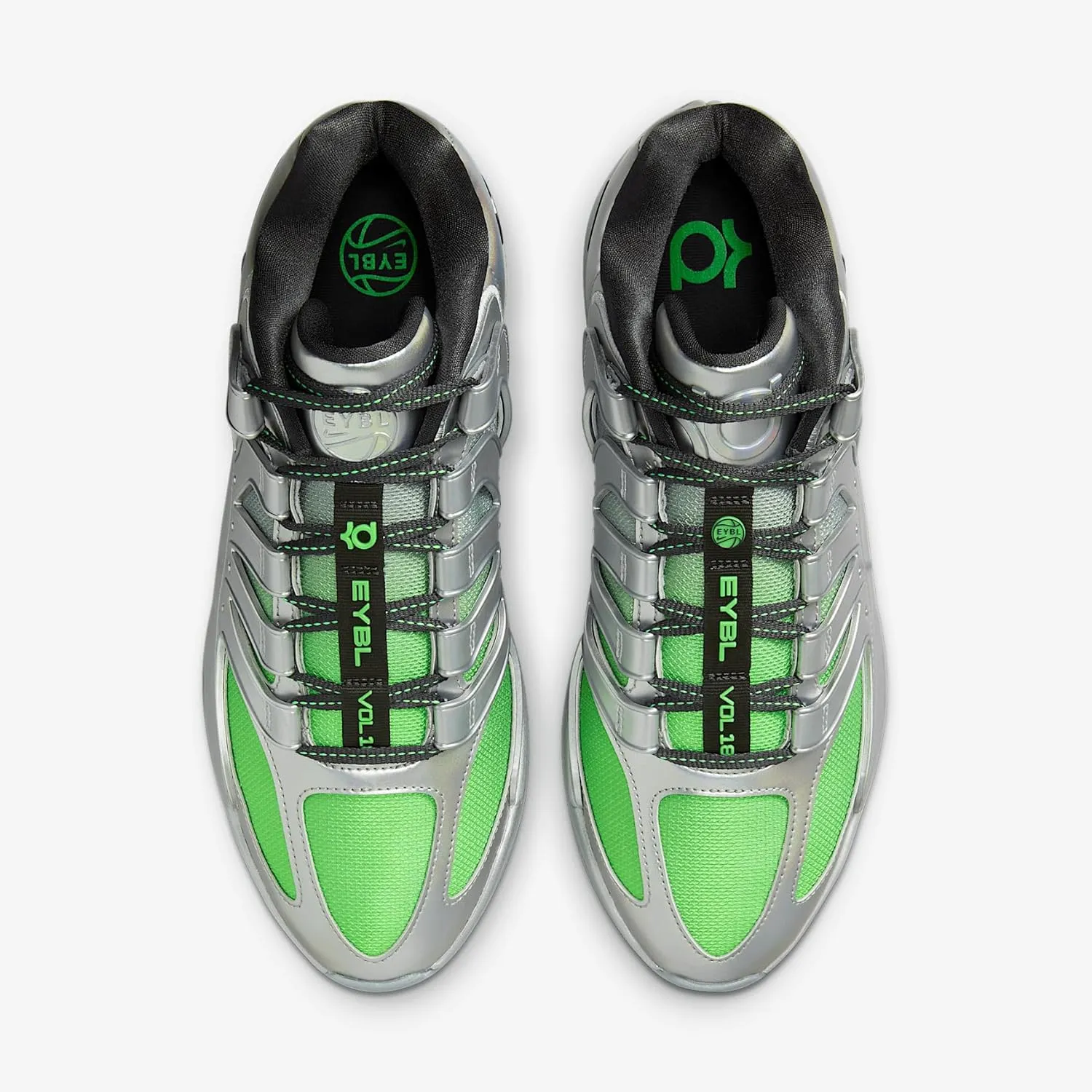 KD18 EYBL Rocket Power Basketball Shoes (IF2519-001, Metallic Silver/Green Strike/Dusty Sage/Dark Smoke Grey)