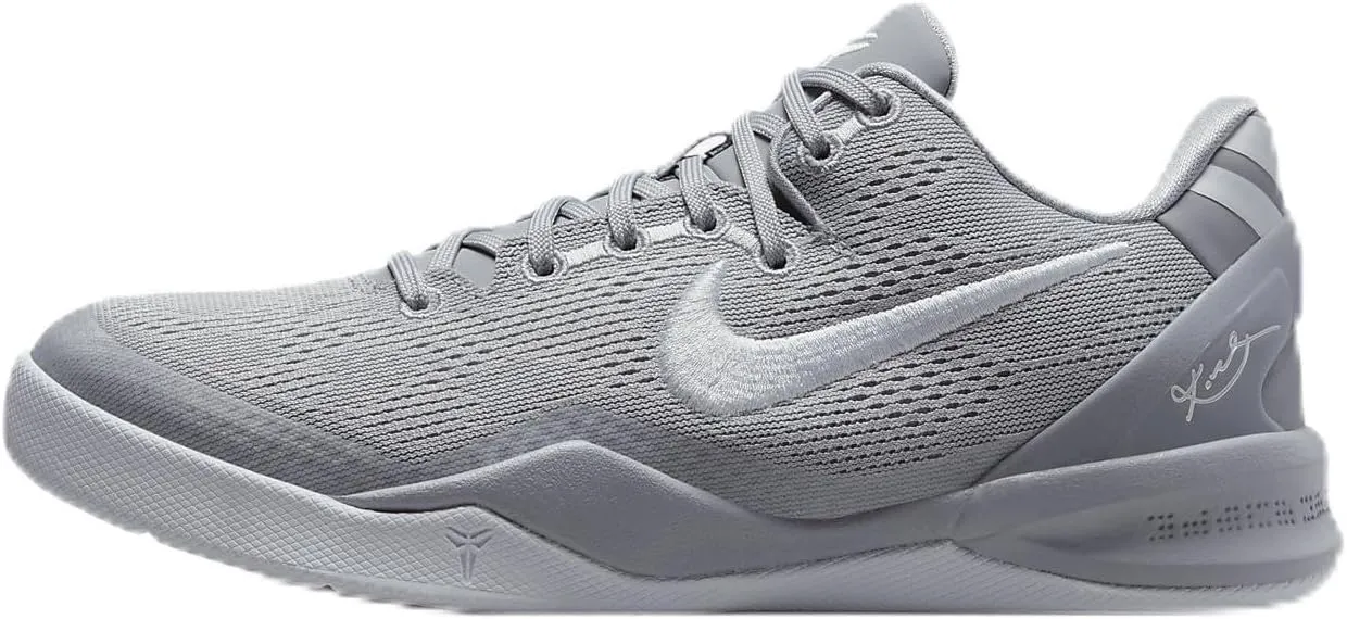 Kobe 8 Big Kids' Basketball Shoes (FN0266-003, Wolf Grey/Wolf Grey/White) Size 4