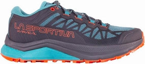 La Sportiva Womens Karacal Trail Running Shoe, Carbon/Lagoon, 8