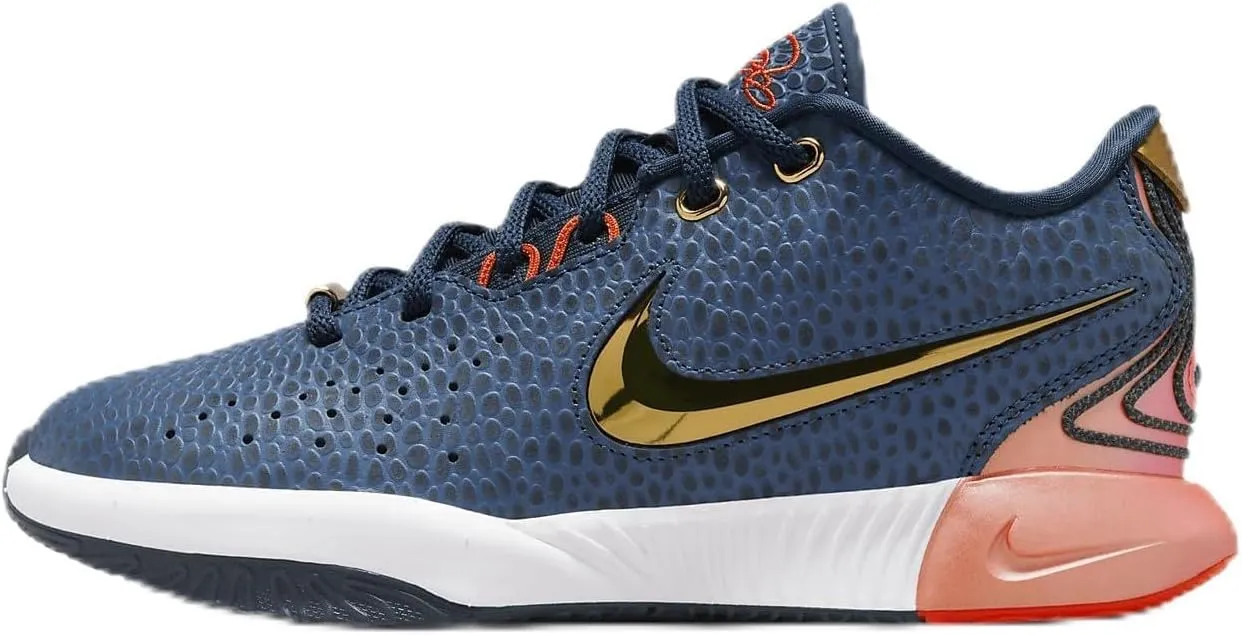 Lebron XXI Big Kids' Basketball Shoes (FV3606-400, Armory Navy/Cosmic Clay/White/Metallic Gold) Size 7