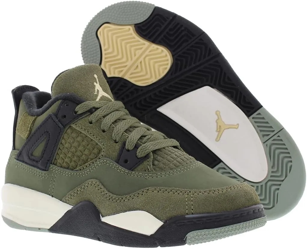 Little Kid's Air Jordan 4 Retro SE Craft Medium Olive/Pale Vanilla FB9929 200 Preschool PS