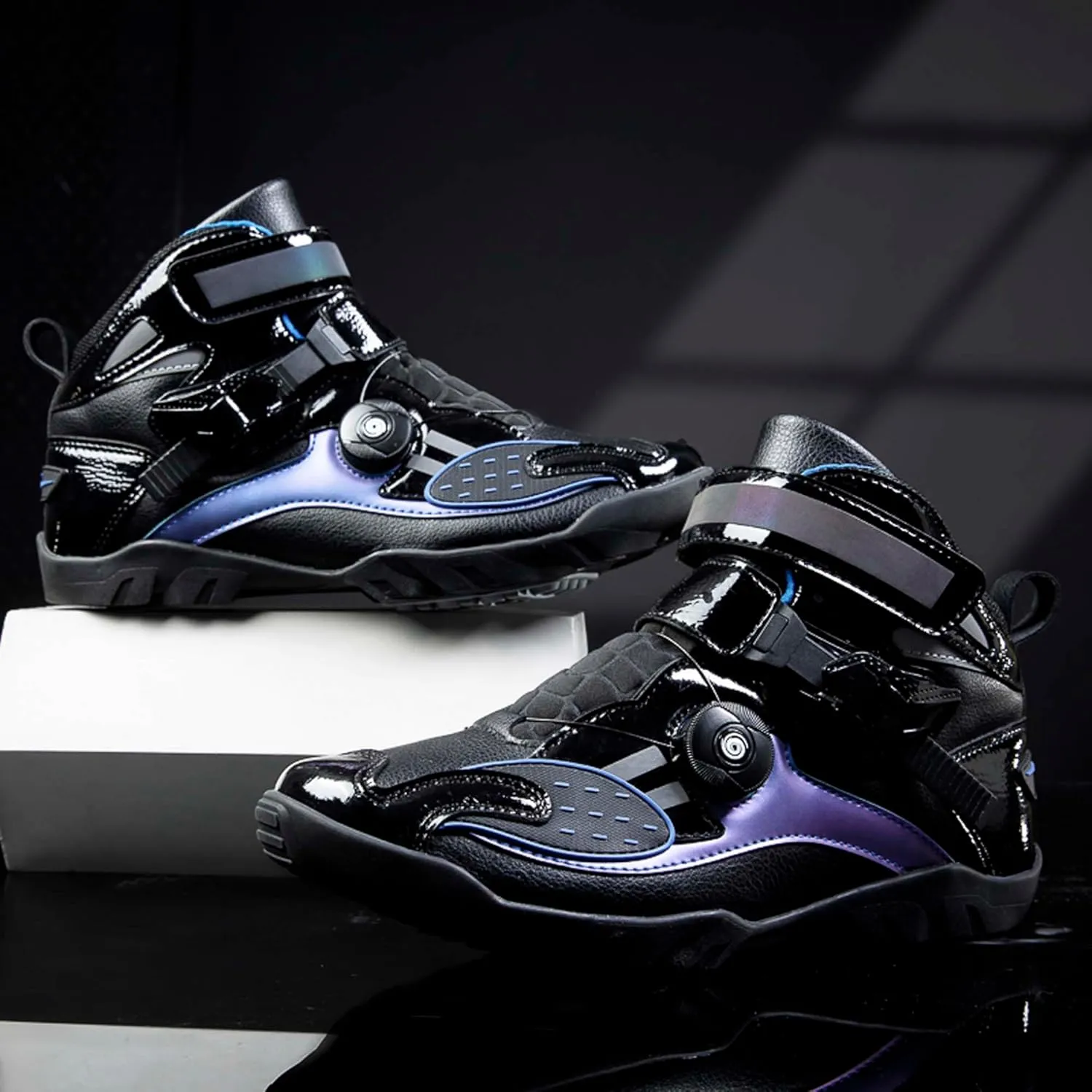 Men's Motorcycle Boots Slip Resistant Waterproof Motorcycle Combat Riding Boots Women's Fashion Motorcycle Short Boots Teenagers Street Racing Boots Outdoor Hiking Boots