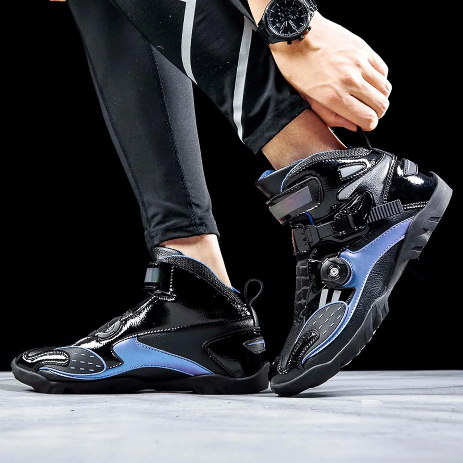 Men's Motorcycle Boots Slip Resistant Waterproof Motorcycle Combat Riding Boots Women's Fashion Motorcycle Short Boots Teenagers Street Racing Boots Outdoor Hiking Boots