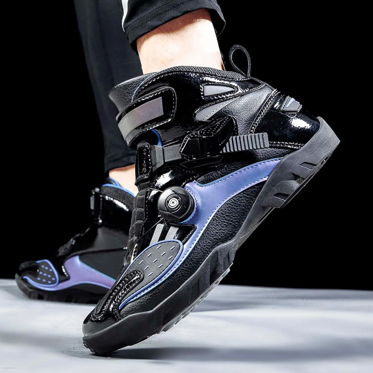Men's Motorcycle Boots Slip Resistant Waterproof Motorcycle Combat Riding Boots Women's Fashion Motorcycle Short Boots Teenagers Street Racing Boots Outdoor Hiking Boots