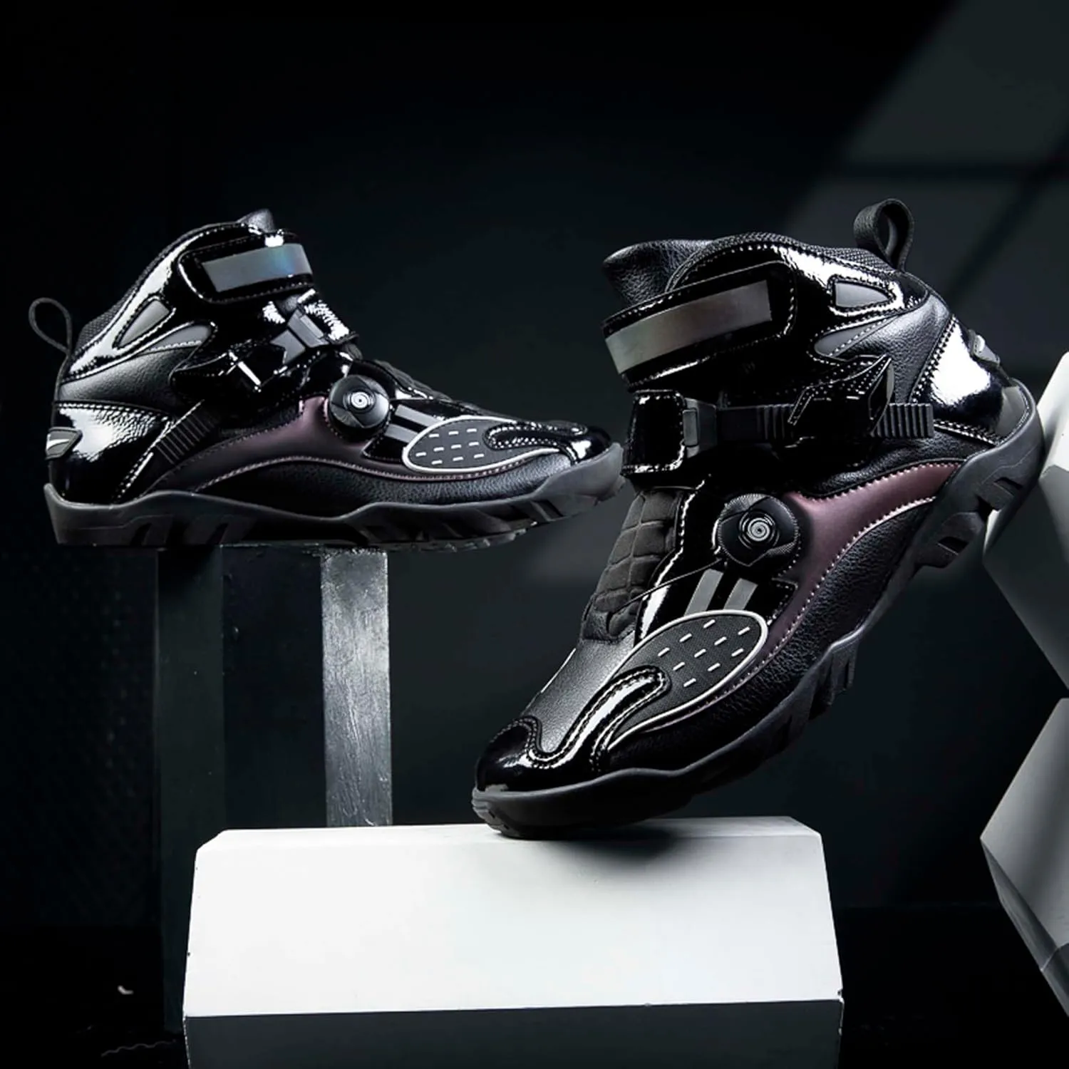 Men's Motorcycle Boots Slip Resistant Waterproof Motorcycle Combat Riding Boots Women's Fashion Motorcycle Short Boots Teenagers Street Racing Boots Outdoor Hiking Boots