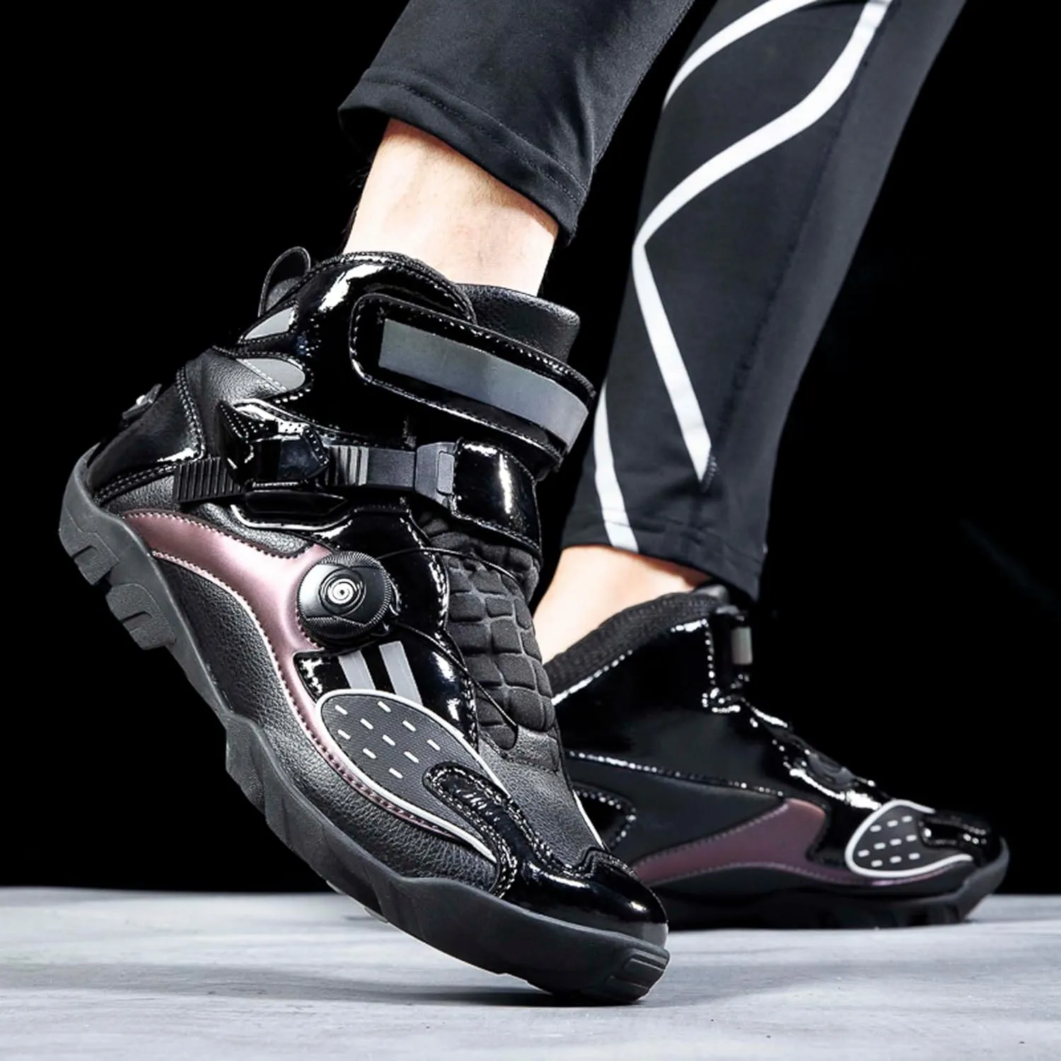 Men's Motorcycle Boots Slip Resistant Waterproof Motorcycle Combat Riding Boots Women's Fashion Motorcycle Short Boots Teenagers Street Racing Boots Outdoor Hiking Boots