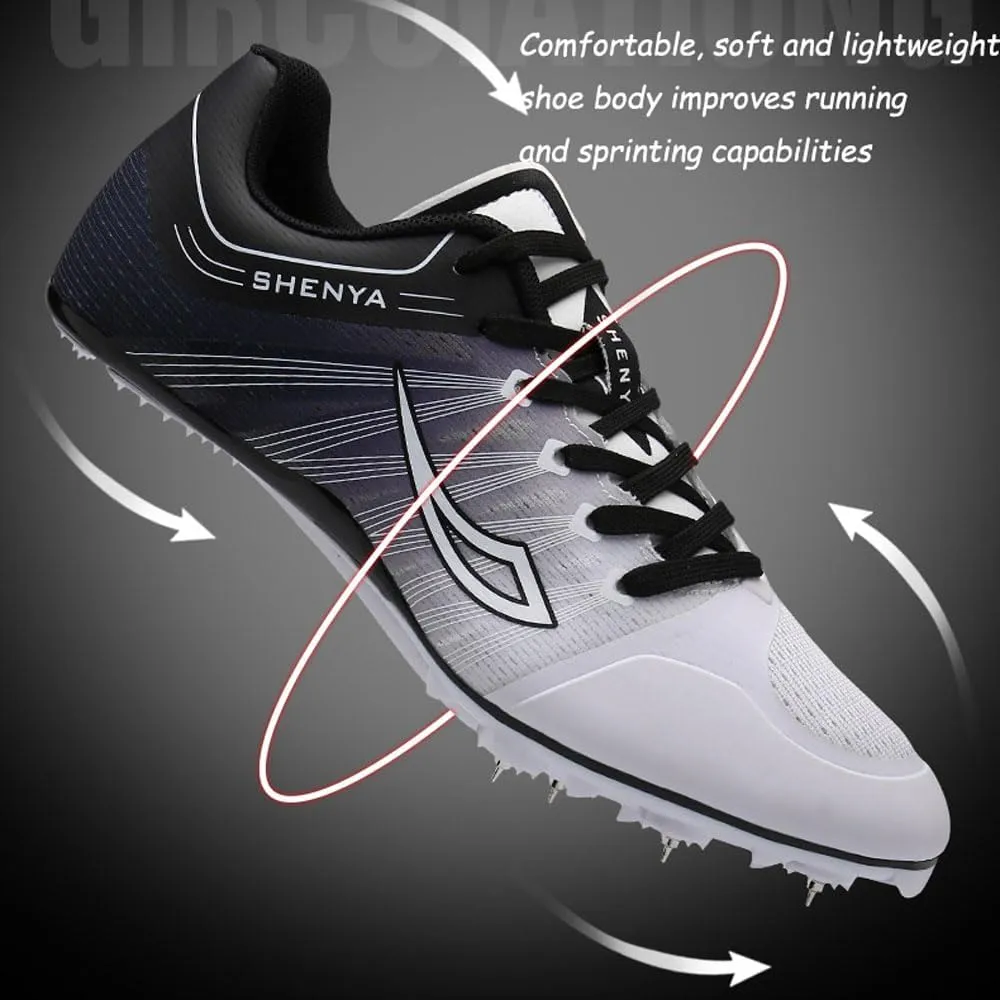 Mens Womens Athletics Track and Field Shoes,8 Nails Racing Jumping Sneakers,Running Spikes Track Shoes Breathable Lightweight Non-Slip,for Kids,Youth,Adults,Training,Competition,Long Jump,35-45 EU