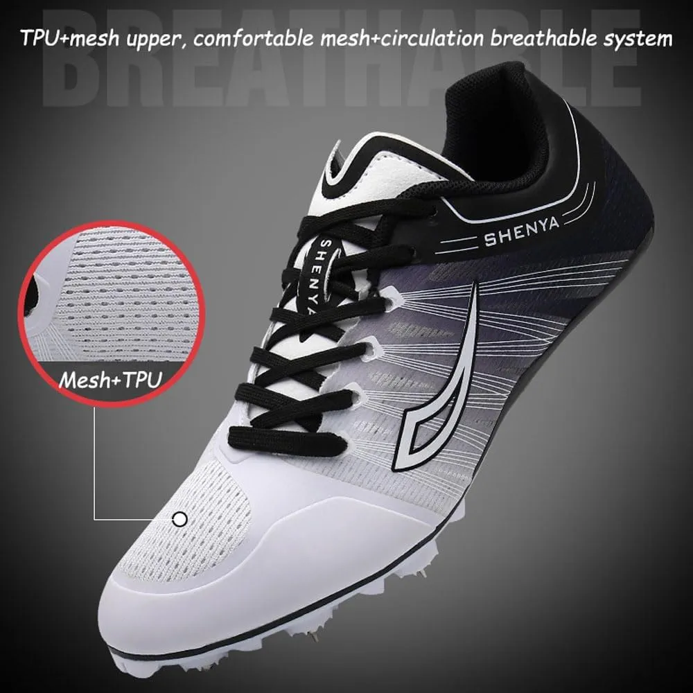Mens Womens Athletics Track and Field Shoes,8 Nails Racing Jumping Sneakers,Running Spikes Track Shoes Breathable Lightweight Non-Slip,for Kids,Youth,Adults,Training,Competition,Long Jump,35-45 EU